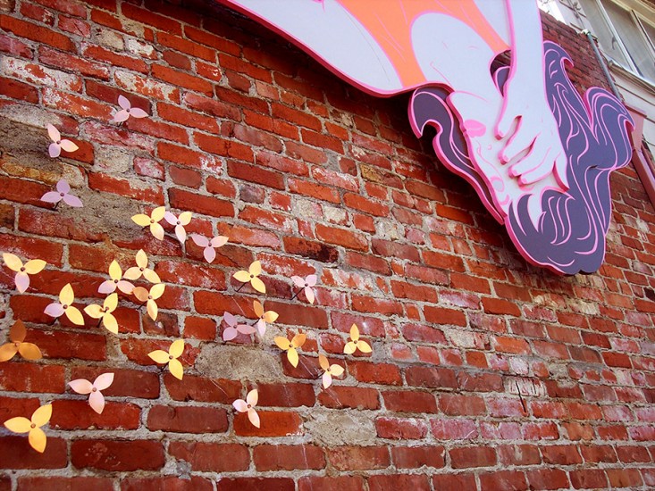 detail showing copper florettes that shimmer in the wind