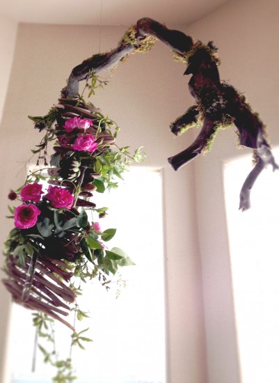 balance chandelier, kinetic manzanita branch and driftwood
