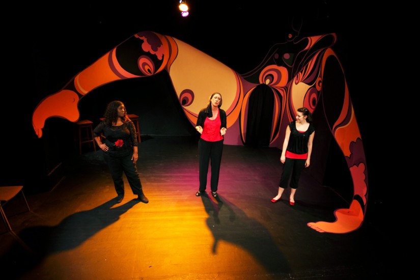 Actors on stage, entering through the vagina, naturally